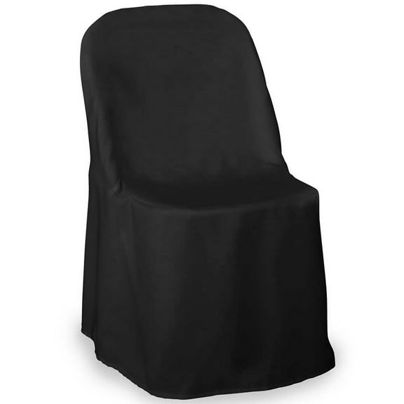 Lann's Linens 10 pcs Polyester Folding Chair Covers for Wedding/Party, Black
