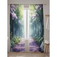 thumbnail image 5 of Forest Sheer Curtains 2 Panels Set Flowers Spring Landscape Lihgt Filtering Rod Pocket Voile Drape, Semi Sheer Window Curtains for Bedroom Living Room, 52"x84", 5 of 5