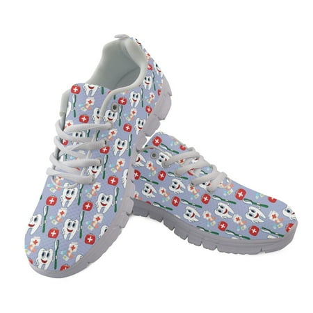 

Summer Light Lace Up Sport Running Ladies Shoes For Women 2023 Sneakers Woman Casual Shoes Cartoon Teeth Print Mesh Womens Flats