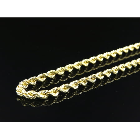 - Hollow Rope Chain 3.0 MM in 1/10th 10K Yellow Gold - Length Necklace 24