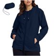 thumbnail image 2 of Loose Outerwear for Women New Rain Jacket Women Lightweight Waterproof Raincoats Packable Travel Hiking Hooded Windbreaker with Pockets Navy 4XL, 2 of 7