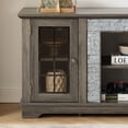 thumbnail image 5 of Farmhouse 58" TV Stand for 65" TVs, Wood Media Console Table with 2 Glass Doors and Adjustable Shelves, Entertainment Center for Living Room, Bedroom, 5 of 9