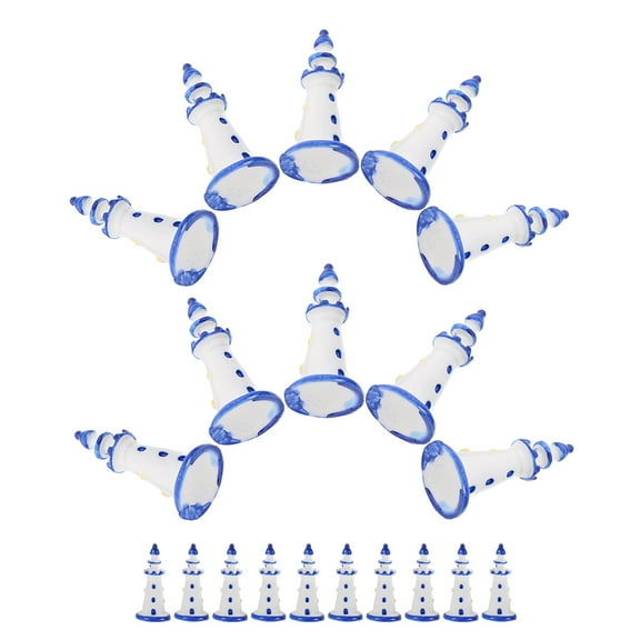 UPOUART Nautical Figurines Home Decor Mini Lighthouse Model Blue 20Pcs
