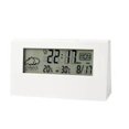 thumbnail image 1 of Reloj electrónico multifuncional, transparente, luminoso, digital, silencioso, con función de humedad y clima, blanco brillante., 1 of 5