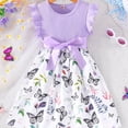 thumbnail image 5 of WIBACKER Toddler and Little Girls Ruffle Short Sleeve Dress Butterfly Kids Summer Sundress with Belt, 5 of 8