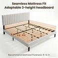 thumbnail image 4 of Zerduos Queen Size Bed Frame with Headboard, Fully Upholstered Mattress Foundation Bedframe, Wooden Slats Support, No Box Spring Needed, Grey, 4 of 7