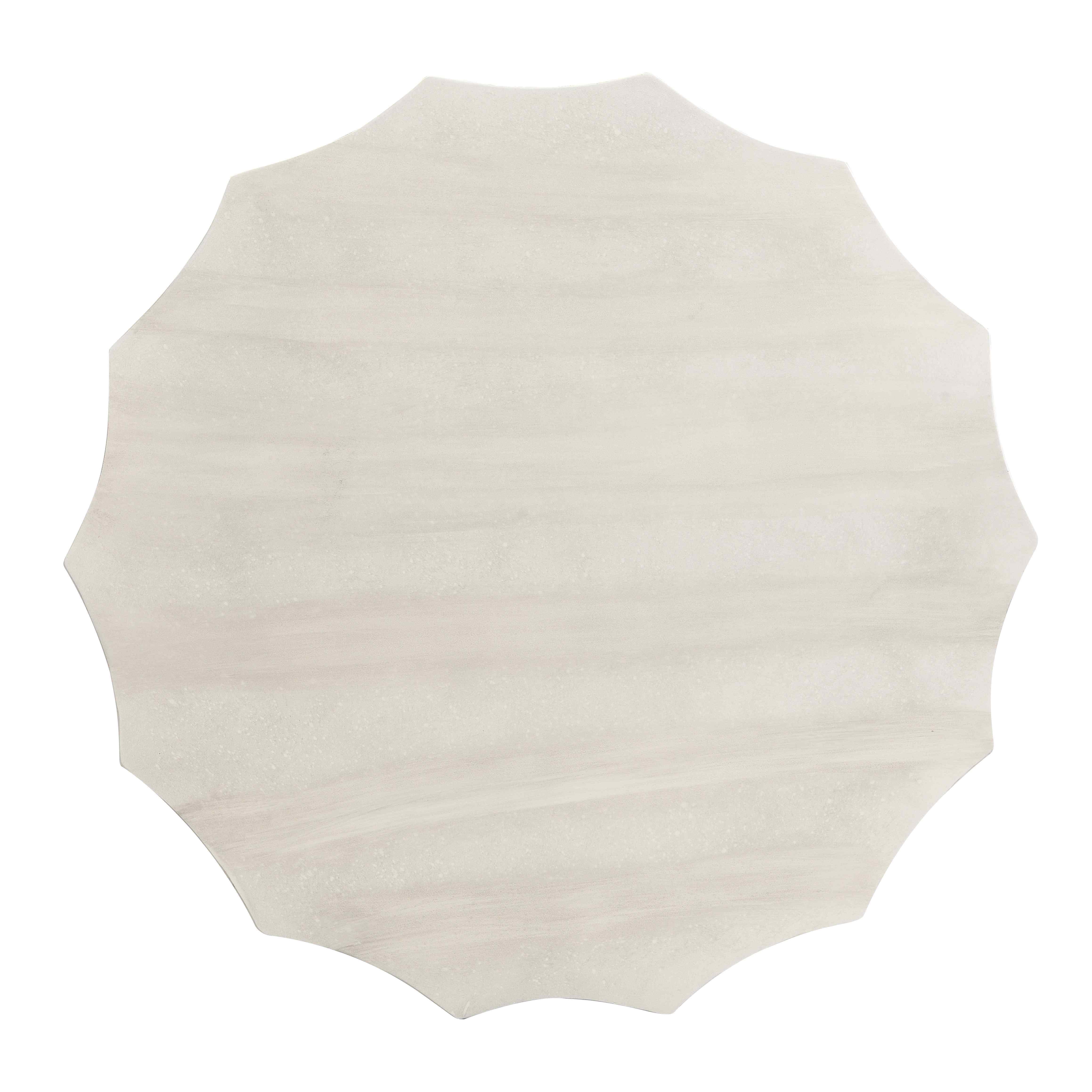 Lunale 35.43" Coffee Table for Indoor & Outdoor, Waterproof Durable MgO Cement Design, Off White