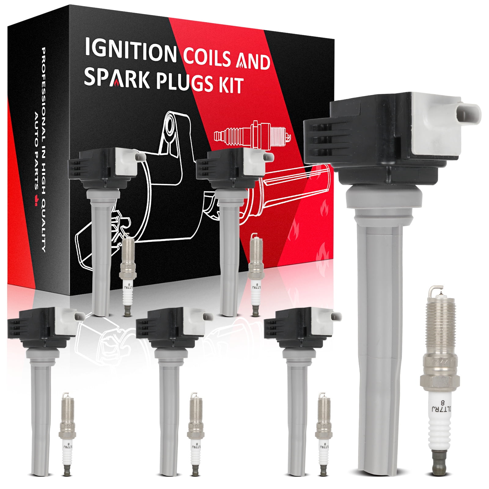 ECCPP Ignition Coil Coils&iridium Spark Plugs UF773 for Ford F-150 2015-2017, Fusion 2017-2019, Edge 2015-2018 & Lincoln MKZ 2017-2020, MKX 2016-2018, Continental 2017-2020 set of 6