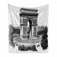 thumbnail image 1 of Vintage Soft Flannel Fleece Throw Blanket, Old Photo of Auguste Vitu Monument in Paris French Heritage Retro Picture, Cozy Plush for Indoor and Outdoor Use, 60" x 80", Black and White, by Ambesonne, 1 of 6