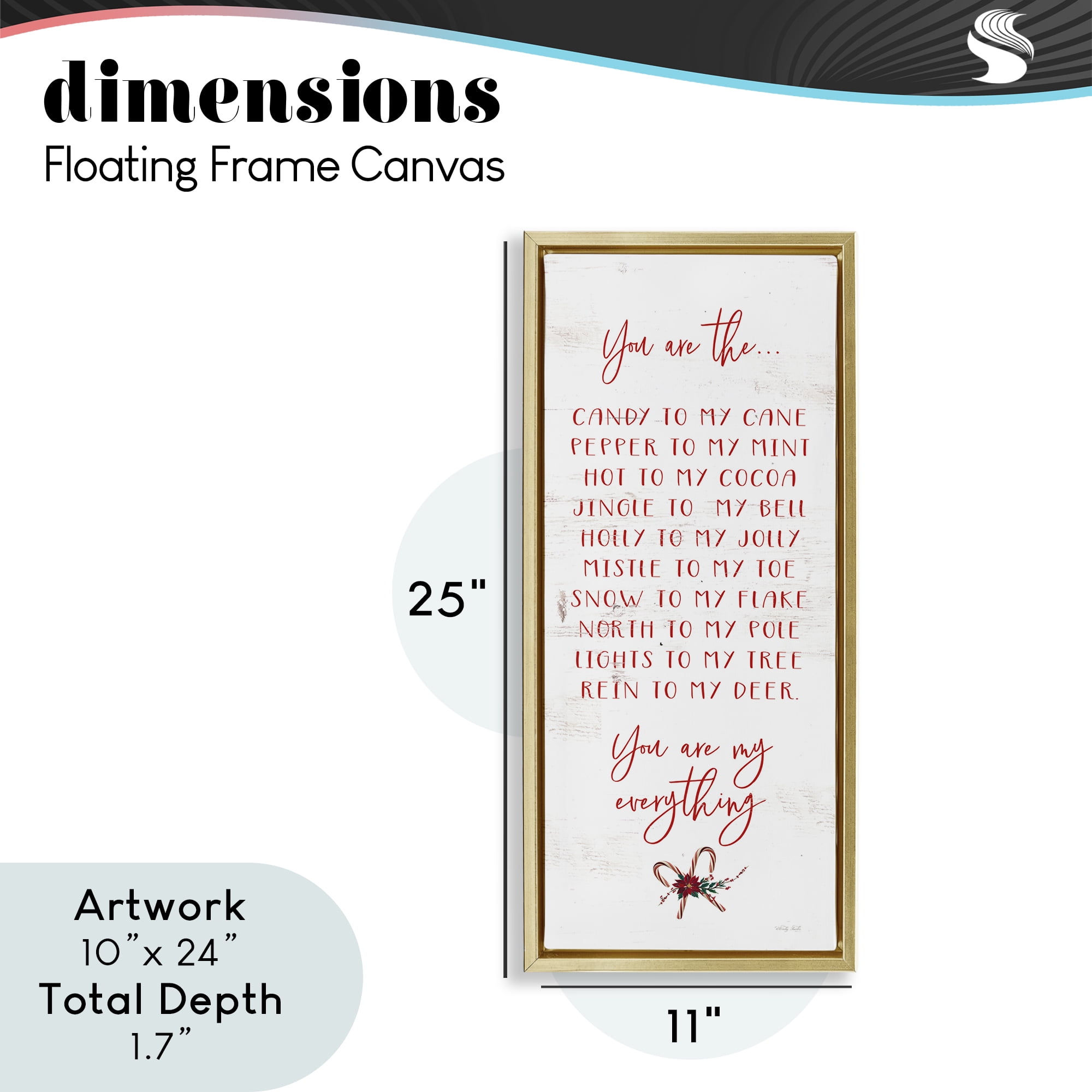 My Everything Holiday Romance Gold Framed Floater Canvas Wall Art, design by Cindy Jacobs