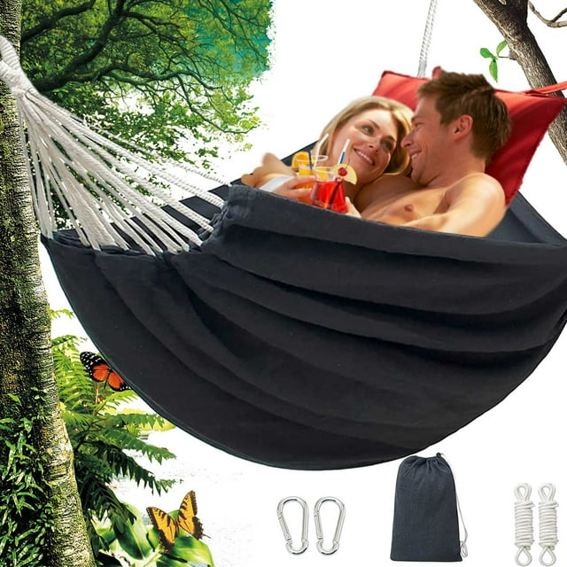 Fiudx Hamaca de Jardín, Cómoda Cama Colgante de Tela, Diseño Robusto Que Soporta Hasta 300 Kg, Incluye Bolsa de Viaje Portátil, Ideal para Relajarse Al Aire Libre, Ideal para Amantes de La Naturaleza