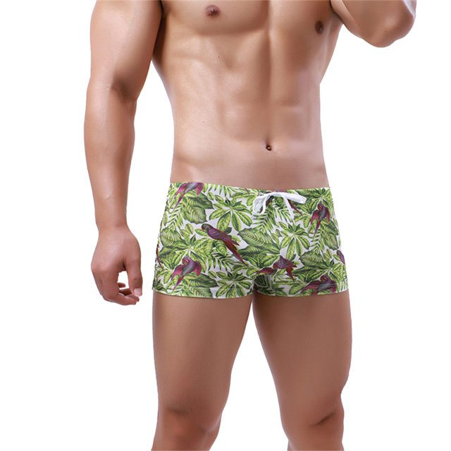 yocbz Swim Shorts For Men Male Seaside Beach Sports Camouflage Multicolored Triangle Drawstring Swim Trunks Green,L