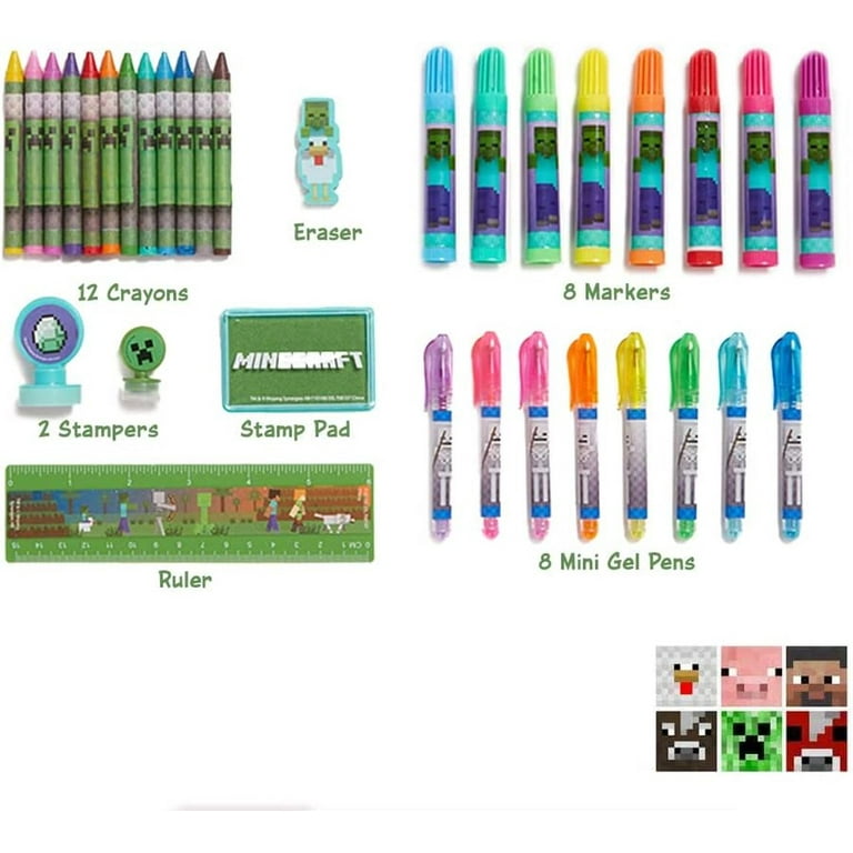 Minecraft Kids Coloring Art Set Stickers & Stampers