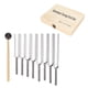 thumbnail image 1 of Kit de 8 piezas de acero inoxidable con martillo, frecuencias de 256-512 Hz para curación con sonido, juego de diapasones para chakras, 1 of 8
