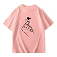 thumbnail image 4 of Toddler Girl Shirts 5t Letter Graphic Short Sleeve T Shirts Tops Crew Neck Summer Casual Tops Relaxed Fit Summer Casual Blouses,A1-Pink,9 -10 Years, 4 of 6