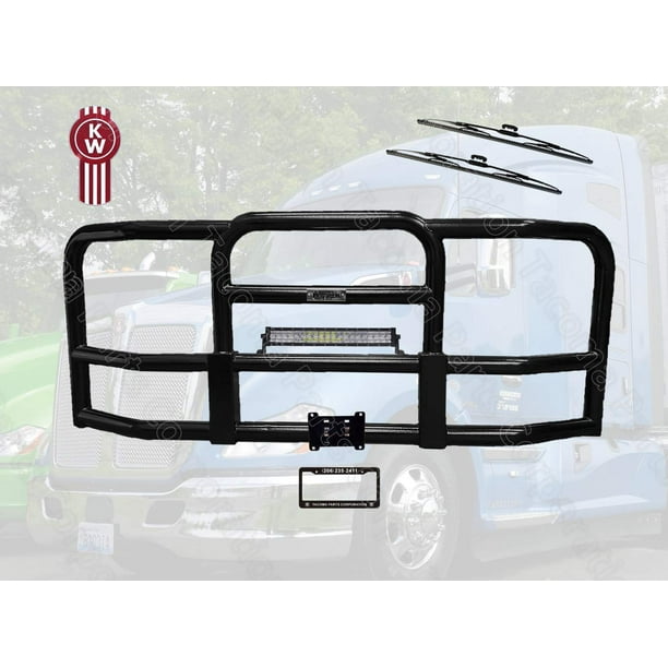 Kenworth T680 Black Grille Deer Brush Guard Mounting Brackets Wipers