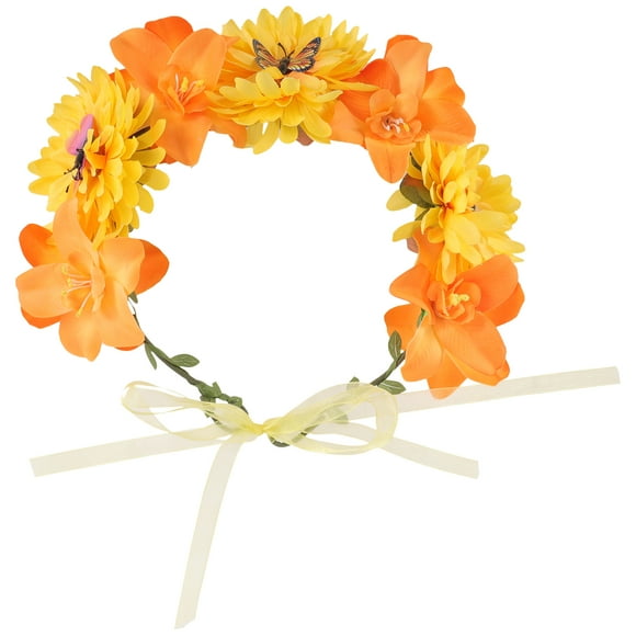 KAKOWELY Diadema con corona de flores de mariposa, tocado de niña con corona de flores bohemia