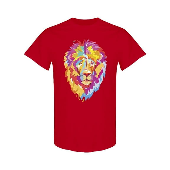 Colorful Lion Head Front View T-Shirt Men -Image by Shutterstock, Male XX-Large