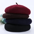 thumbnail image 2 of Boina de primavera, otoño e invierno, estilo hongo, gorro de mujer, gorro de calabaza transpirable, gorro de pintor de lana, 2 of 6