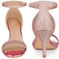 thumbnail image 3 of BLISSFUL STEP Women's Sandals Ankle Strap Stiletto Heels Glitter Sandals Pink 8, 3 of 4