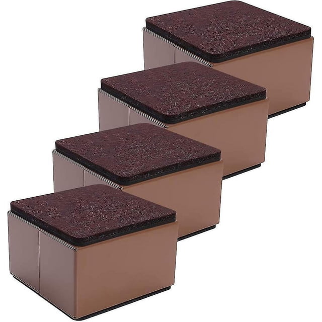 Elevador para muebles de acero al carbono de 2", 3,15" de diámetro, Elevador adhesivo para muebles agrega 2" de altura a camas, sofás, armarios, soporta 20,000 libras, cuadrado marrón