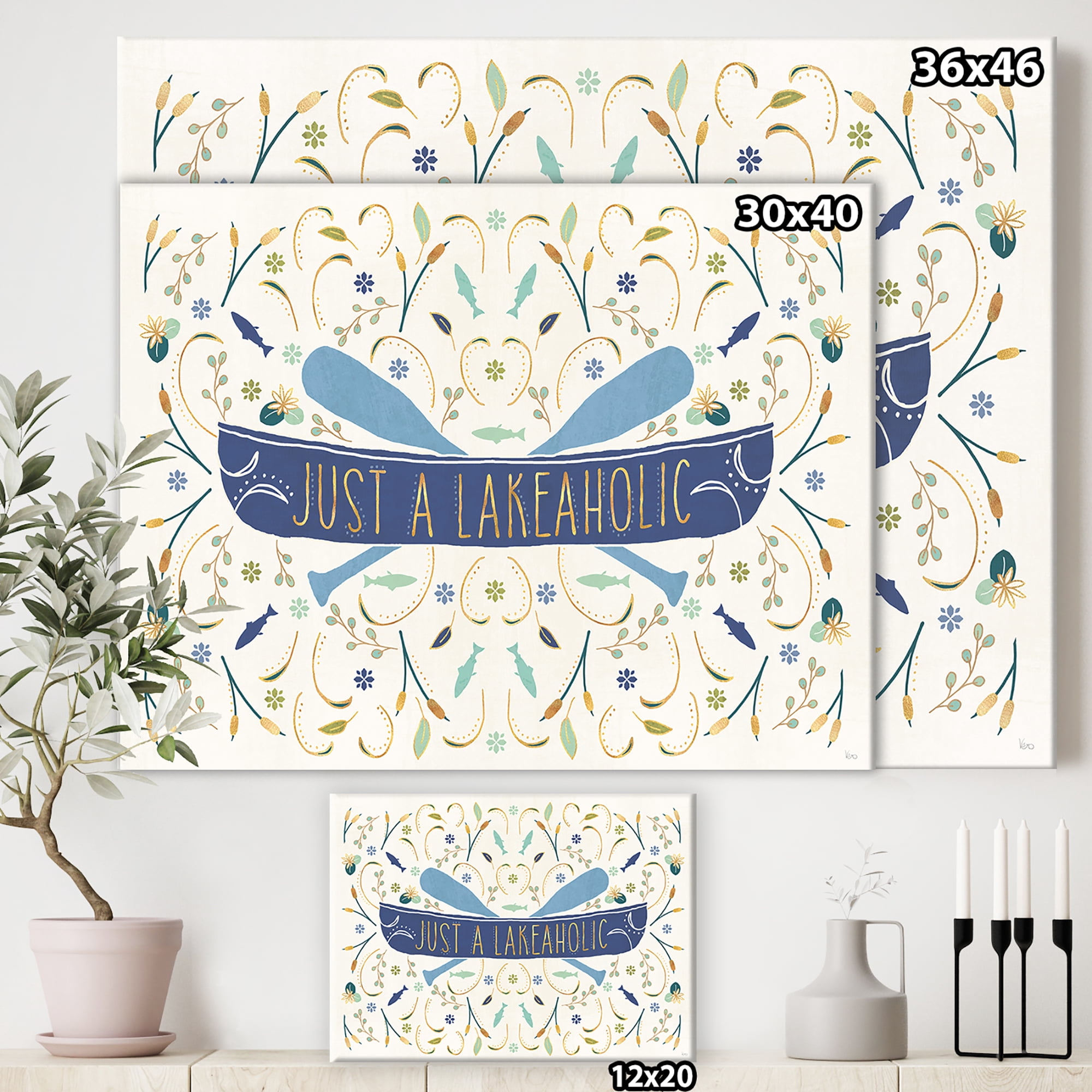 Designart 'Just a Lakeaholic ' Lake House Canvas Art