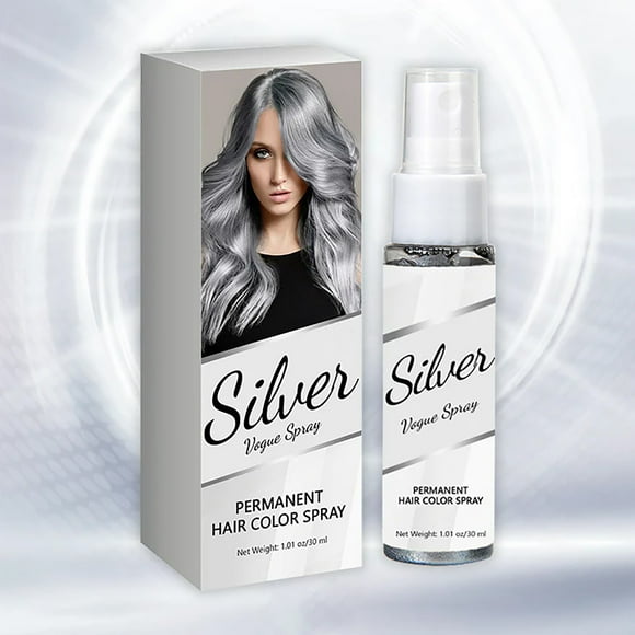 Fiudx Spray para Cabello Gris, Cambio de Color Instantáneo de 30 Ml, Color Temporal de Fácil Aplicación, No Daña El Cabello, Ideal para Fiestas, Festivales y Actuaciones, Estilo Moderno.