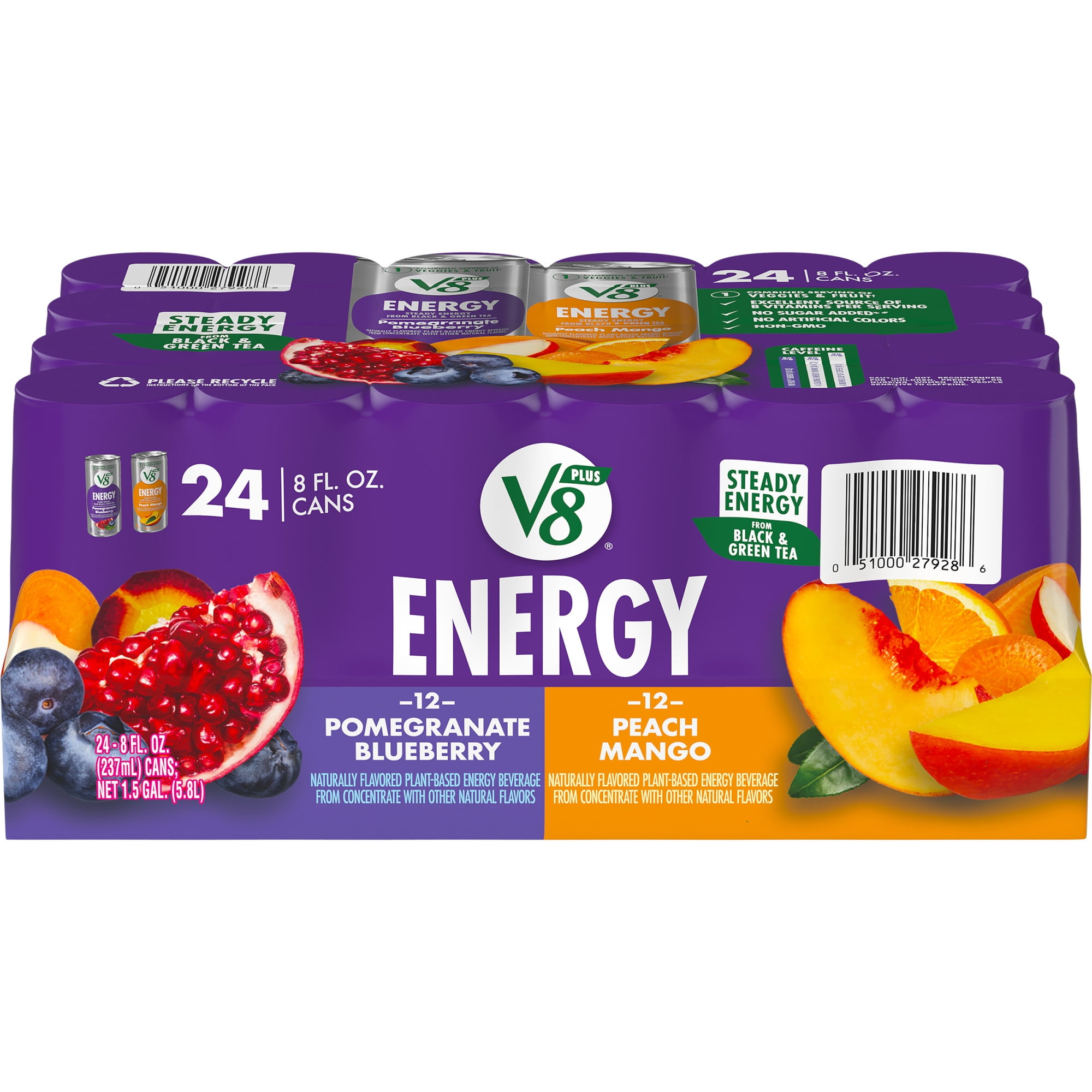 V8 Pomegranate Blueberry Peach Mango Energy Drink, 8 fl oz, 24 Pk