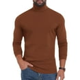 thumbnail image 2 of USNSM Men's Lightweight Turtleneck Shirts Solid Color Elastic Soft Comfortable Long Sleeve Thermal Pullover Base Layer Top Brown M, 2 of 9