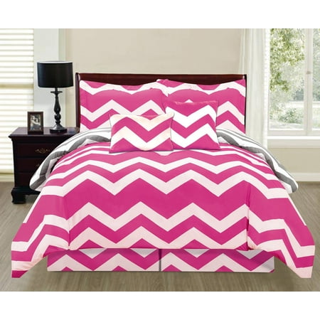 6 Piece Printed Reversible Chevron Comforter Set Extra ...