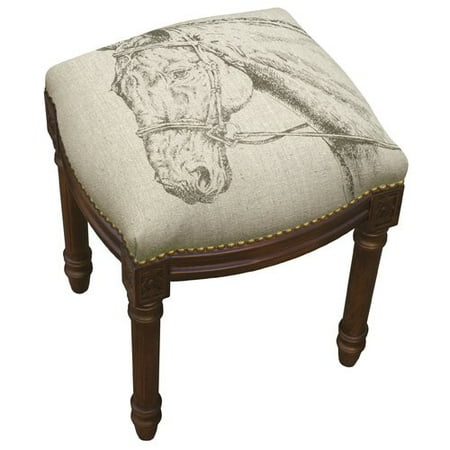 - 123 Creations Equestrain Horse Linen Upholstered Wooden Vanity Stool