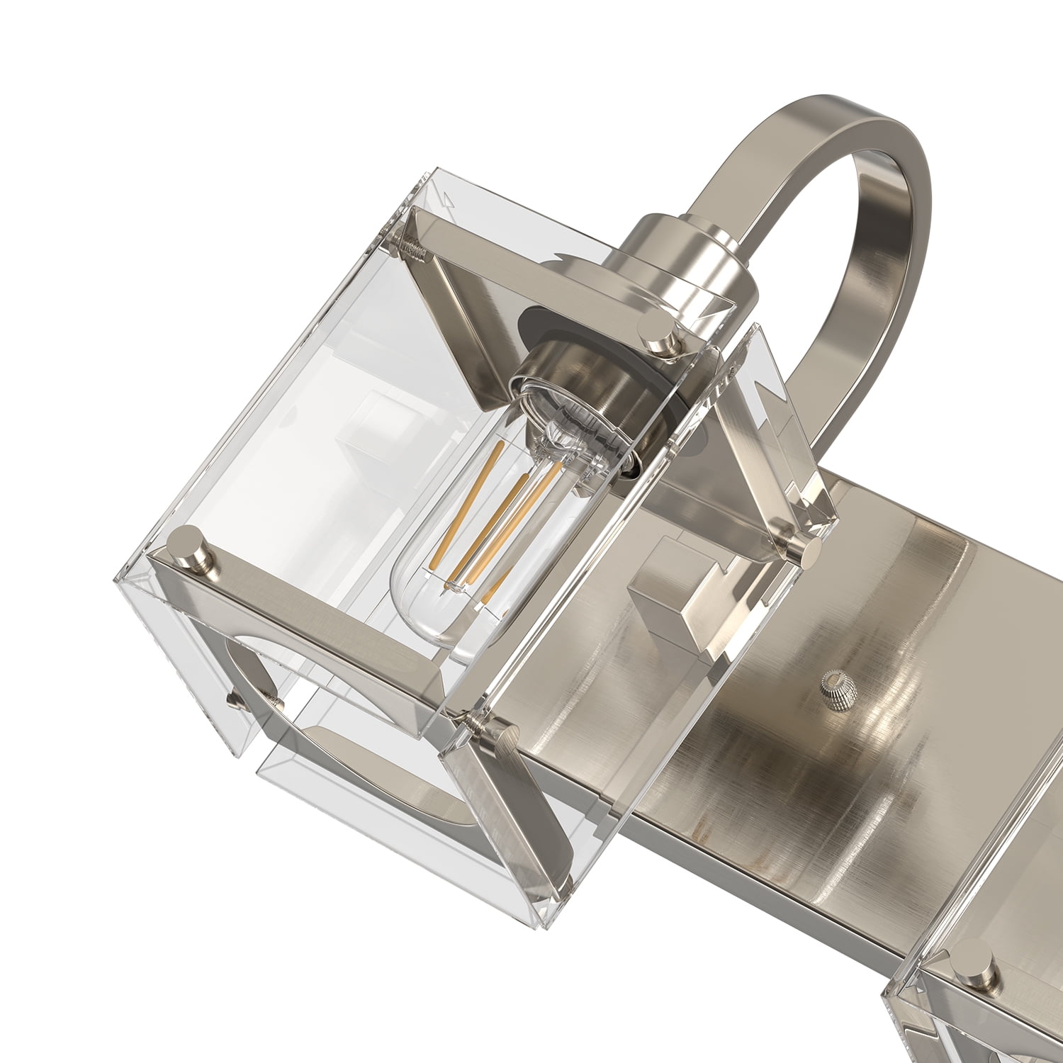 YANSUN 23.5 in 3-Light Brushed Nickel Modern Bathroom Vanity Light with Square Glass Shades for Bathroom Hallway (Bulbs Not Included)