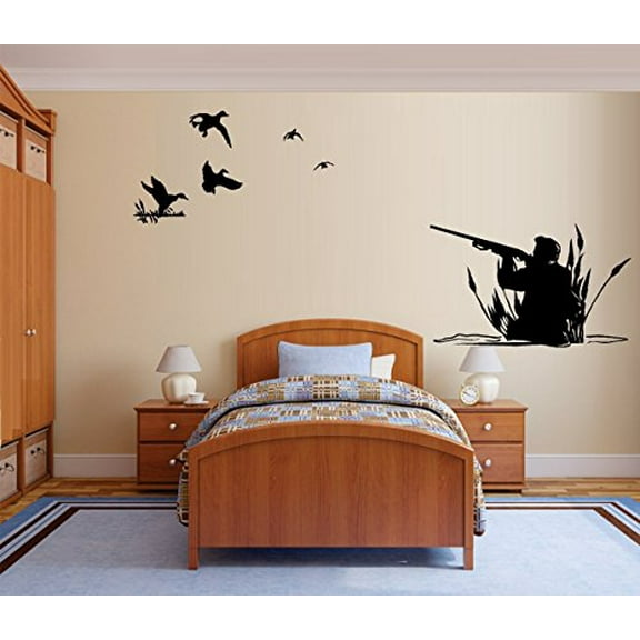 Hunter and Ducks ~ WALL or Window Decal EX Large two Sections 21" x 33" and 11" x 19"