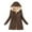 Brown, variant on MuZeFu Womens Winter Coat with Fleece Hood Parka Jacket Women's Solid Plus Fleece Cotton Jacket Warm Lamb Fleece Top Coat Sweater Coat