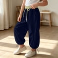 thumbnail image 6 of Rrxhxhs Pants for Girls Color Block Drawstring Elastic Waist Pleated Loose Baggy Casual Joggers with Side Pockets,Blue,5-6 Years, 6 of 6