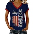 thumbnail image 2 of YVNAURA America 250 Shirt for Women V Neck Patriotic Tee 250th Anniversary USA Flag Top 4th July Semiquincentennial 1776-2026 Independence Day Outfit Summer Casual T Shirt, Navy, L, 2 of 7