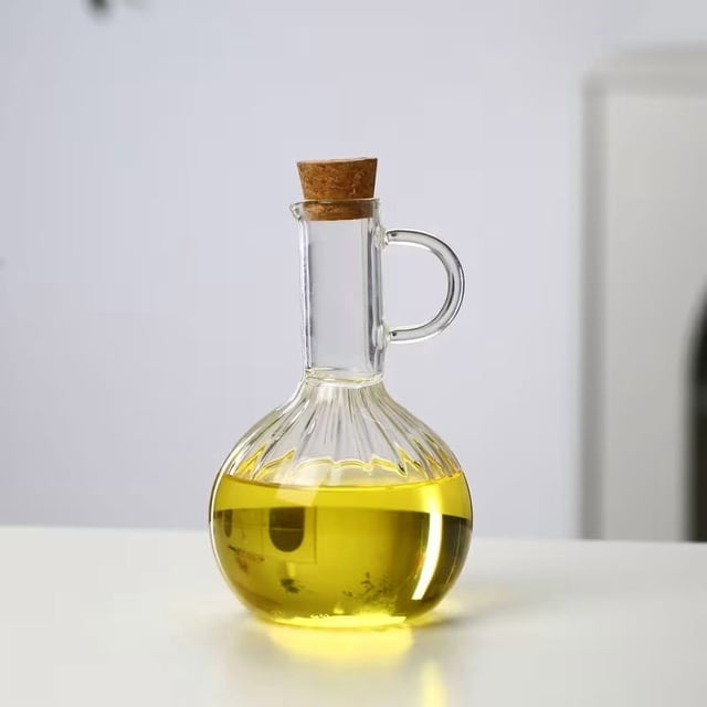 Juego de botellas de aceite de cocina: botella de condimento multifuncional con soporte de bambú, adecuada for salsa de soja, vinagre, aceite de oliva, tanque de almacenamiento de aceite perfecto