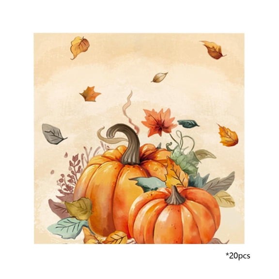 Voglyf 20 Sheets Fall Tissue Papers, Vintage Orange Pumpkin Maple Leaves Decorative Wrapping Paper, 6.5 Inch Autumn Paper for Thanksgiving Party, Fall Festival Floral Wrapping & Home Decor