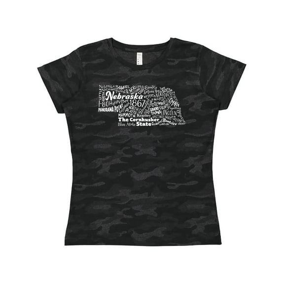 Inktastic Nebraska Word Salad State Outline Women's T-Shirt