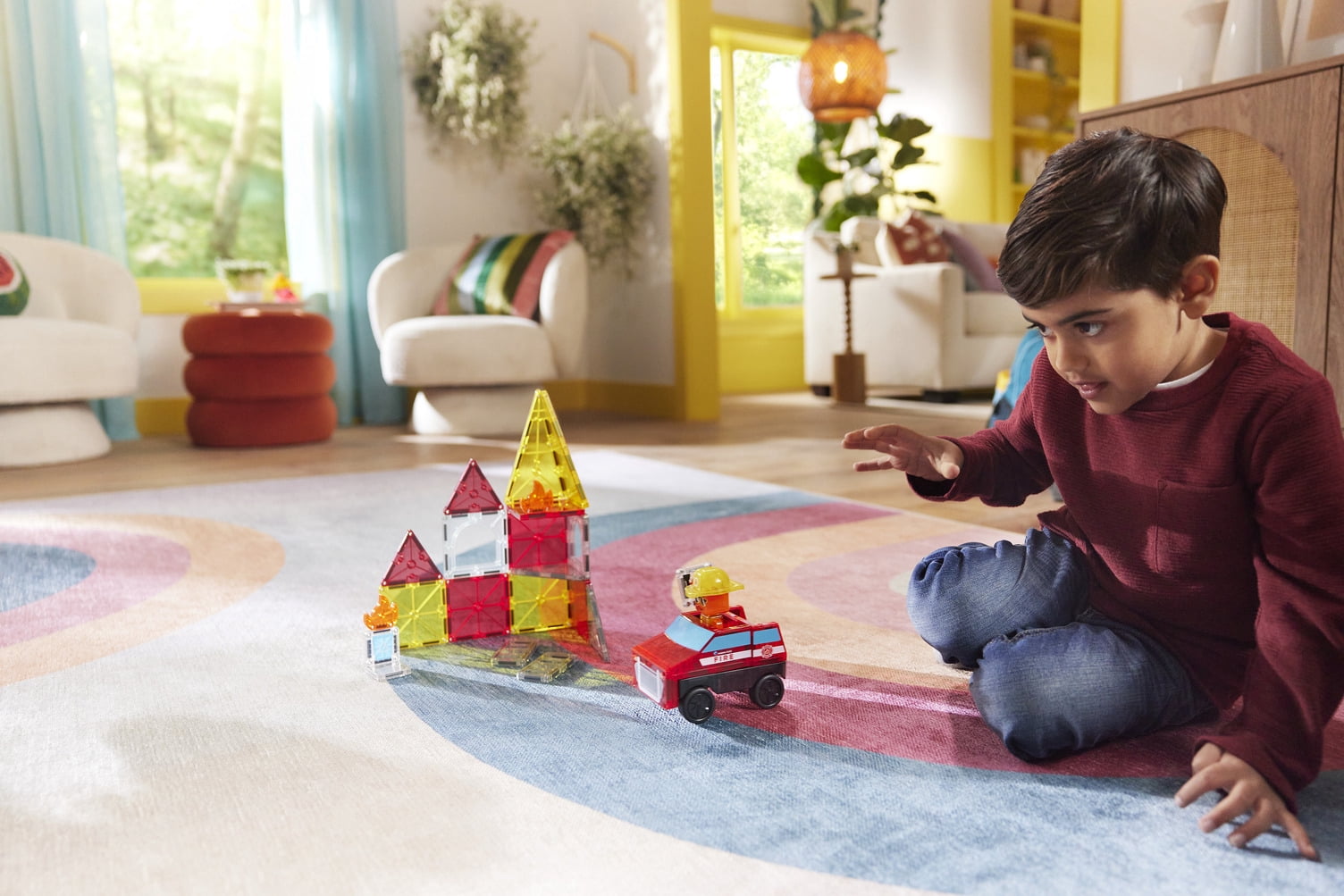 MAGNA-TILES® Fire Rescue 27-Piece Magnetic Construction Set, The Original Magnetic Building Brand