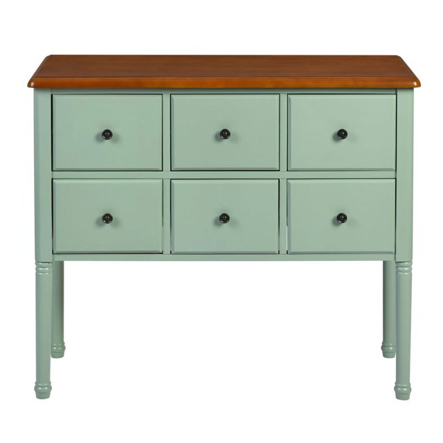 Pemberly Row 39.4''W Green Console Table Storag Cabinet With 6 Drawers Wood