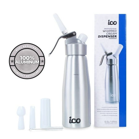 

ICO Professional Aluminum Whipped Cream Dispenser for Use with 8g Whip Cream Chargers 1 Pint