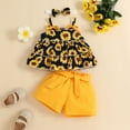 thumbnail image 4 of UAYOTSE Toddler Baby Girl Summer Ruffle Sleeveless Linen Shirt and Printed Short Set,3-6 Months Black, 4 of 9