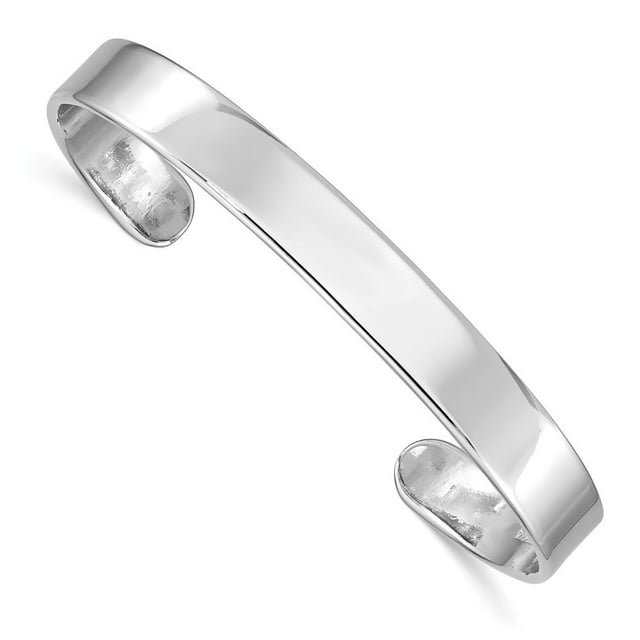 8mm 925 Sterling Silver Engravable Rhodium Plated Polished Cuff Stackable Bangle Bracelet Jewelry Gifts for Women