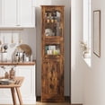 thumbnail image 4 of QinaQin Gabinete angosto para baño de 170 cm con puertas de vidrio y repisas ajustables, organizador independiente para cocina, baño o espacios pequeños, 4 of 7