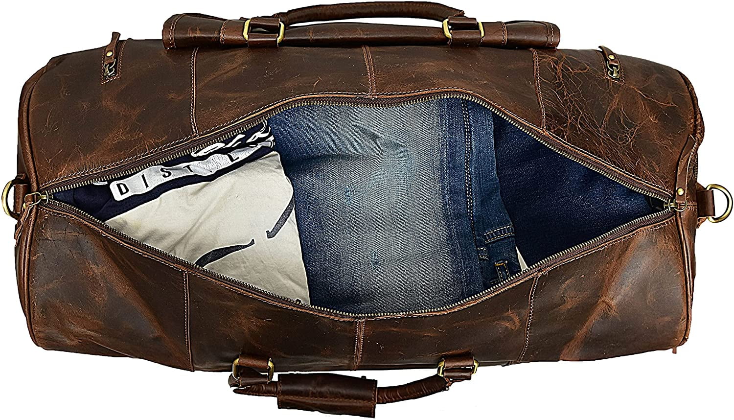28" Large leather Travel Bag Duffel bag Gym sports flight cabin bag Leather Holdall Overnight Weekend Large luggage bag