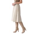 thumbnail image 4 of INSPIRE CHIC Women's PU Faux Leather A-Line Skirt High Waist Elastic Skater Flared Swing Elegant Pleated Fall Winter Midi Skirt X Small Beige, 4 of 5