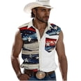 thumbnail image 3 of Xcmzpl Men's American Flag Button Down Shirt Vest USA 4th of July Sleeveless Graphic Tees Independence Day Loose Patriotic Flag Shirt Pocket, 3 of 6