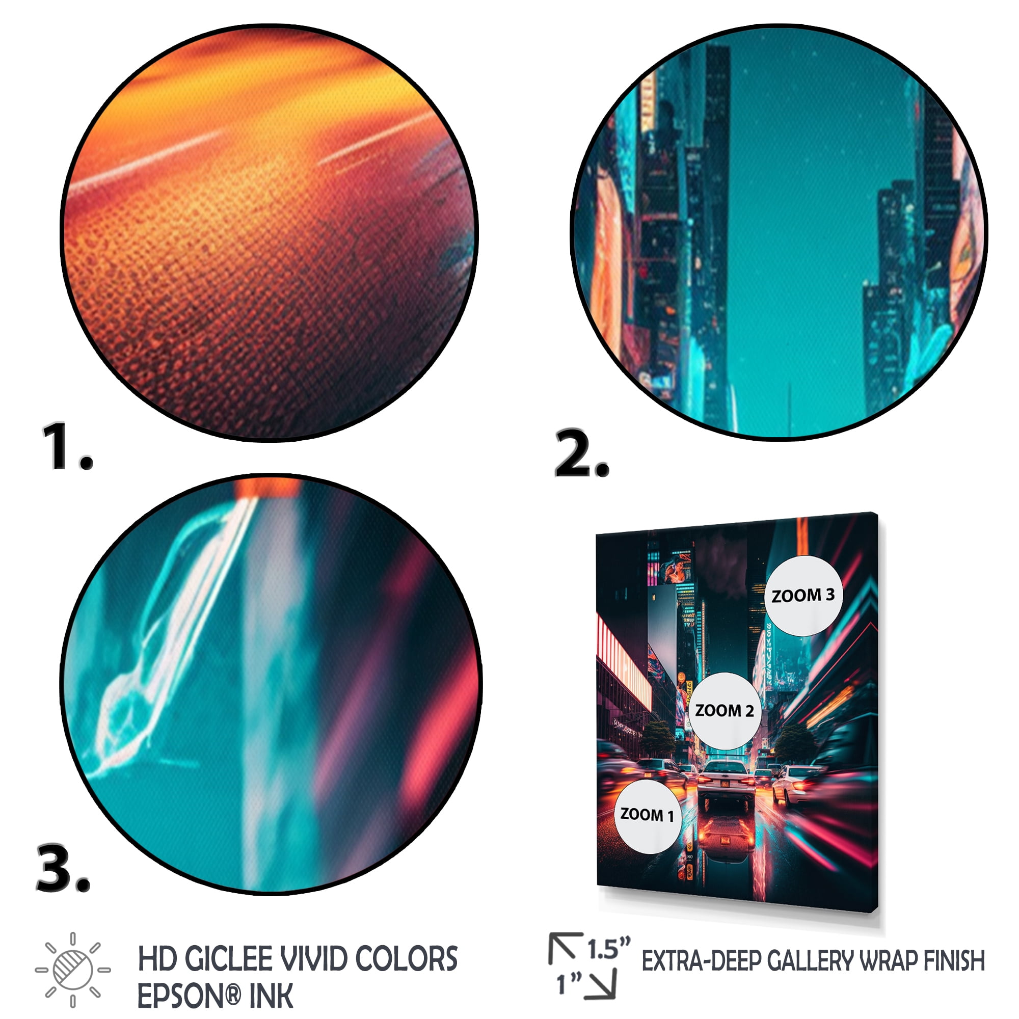 Designart Futuristic New York City Neon III Canvas Wall Art