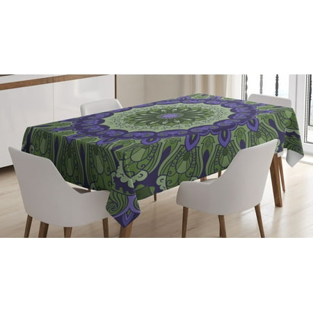 

Purple Mandala Tablecloth Ethnic Print with Stylized Petals and Leaves in Round Form Mandala Design Rectangular Table Cover for Dining Room Kitchen 52 X 70 Inches Multicolor by Ambesonne